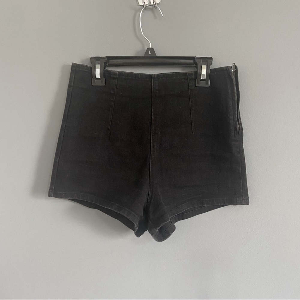 High waisted black jean shorts
